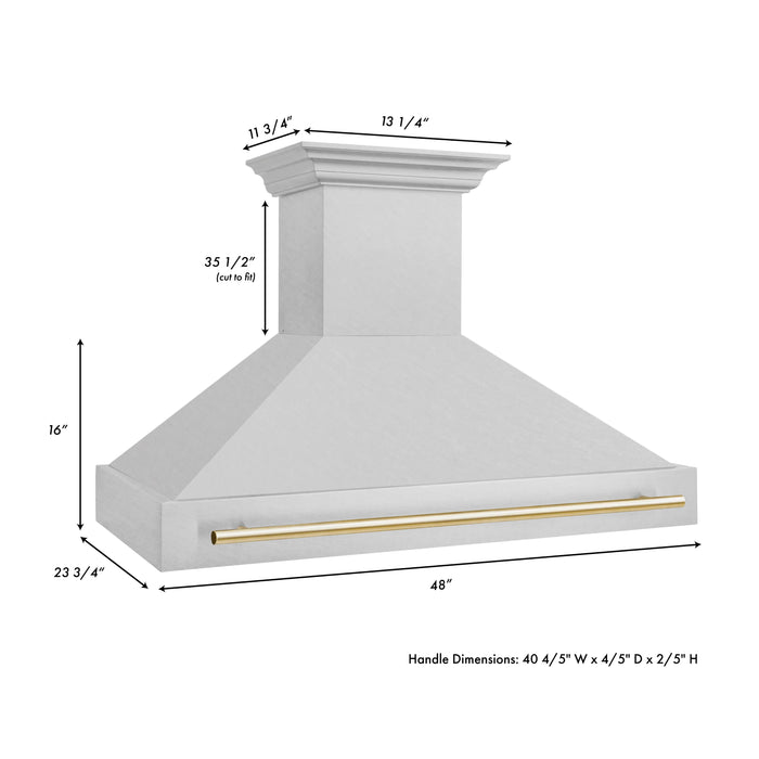 48" ZLINE Autograph Edition DuraSnow Stainless Steel Range Hood with DuraSnow Stainless Steel Shell