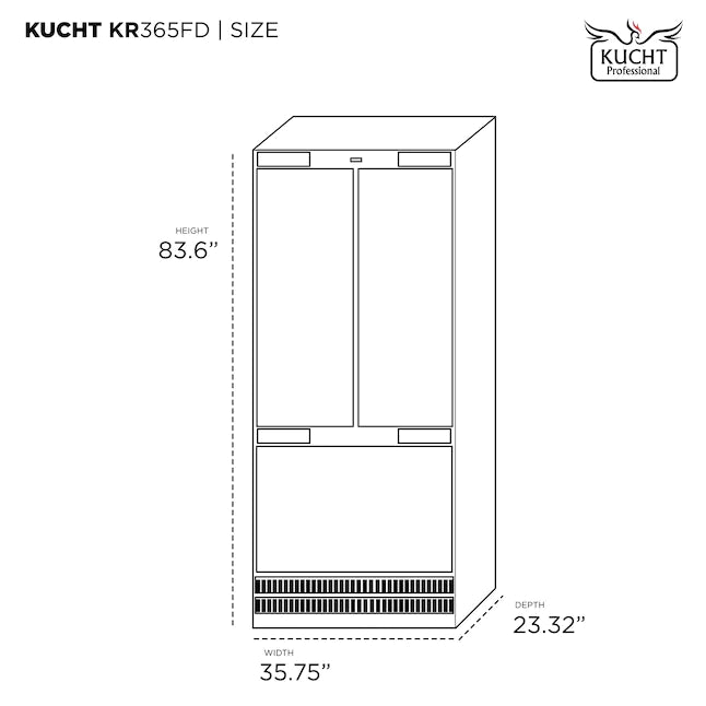 Kucht 5-Piece Appliance Package - 30-Inch Gas Range, 36-Inch Panel Ready Refrigerator, Wall Mount Hood, Panel Ready Dishwasher, & Microwave Drawer