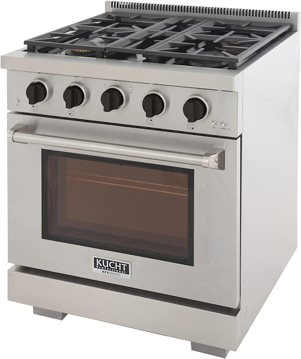 Kucht 30-Inch Gas Range in Stainless Steel with Black Knob (KFX300-K)