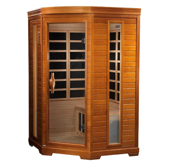 Golden Designs Dynamic Heming Elite 2-person Corner Ultra Low EMF (Under 3MG) FAR Infrared Sauna (Canadian Hemlock) - DYN-6225-02 Elite