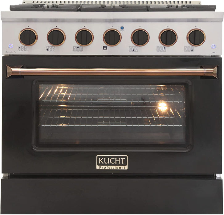 Kucht Signature 36" Gas Range in Stainless Steel with Black, Gold & Silver (KNG361-K-GOLD)