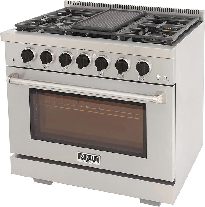 Kucht 36-Inch Gas Range in Stainless Steel with Black Knob (KFX360-K)