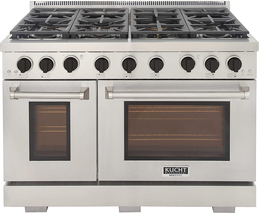 Kucht 48-Inch Gas Range in Stainless Steel with Black Knob (KFX480-K)