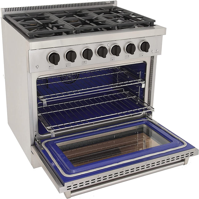 Kucht 36-Inch Gas Range in Stainless Steel with Black Knob (KFX360-K)