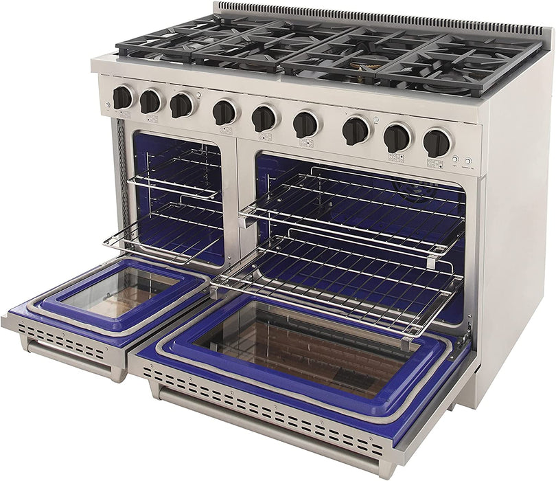 Kucht 48-Inch Gas Range in Stainless Steel with Blue Knob (KFX480-B)