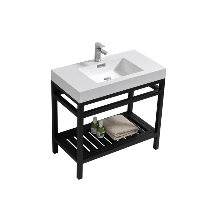 cisco-36-stainless-steel-console-with-acrylic-sink-matt-black-ac36-bk