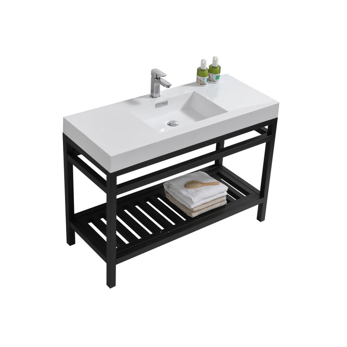 cisco-48-stainless-steel-console-with-acrylic-sink-matt-black-ac48-bk