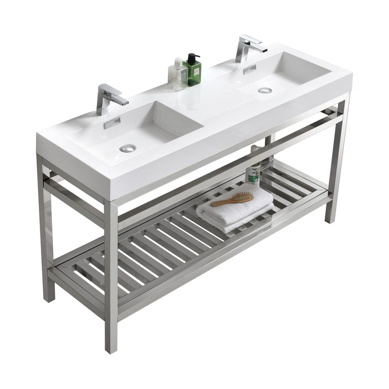 cisco-60-double-sink-stainless-steel-console-with-acrylic-sink-chrome-ac60d