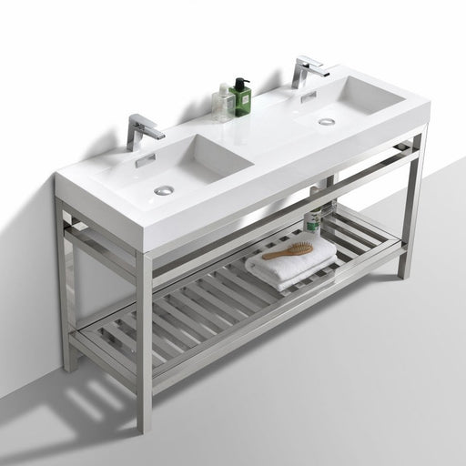 cisco-60-double-sink-stainless-steel-console-with-acrylic-sink-chrome-ac60d