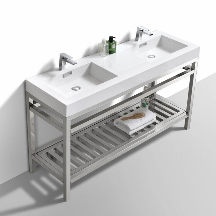 cisco-60-double-sink-stainless-steel-console-with-acrylic-sink-chrome-ac60d