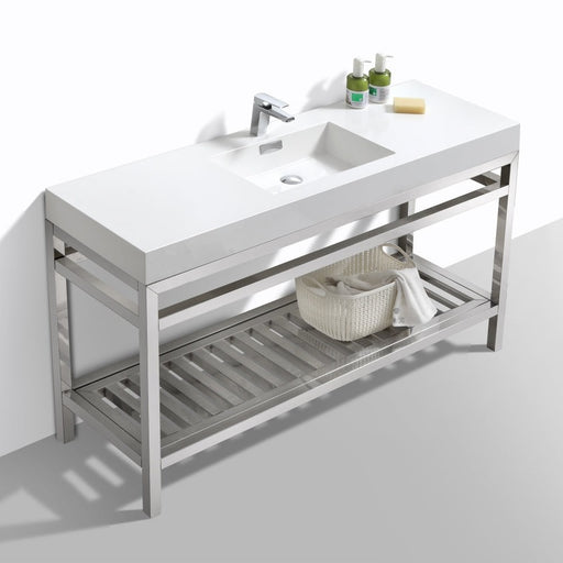 cisco-60-single-sink-stainless-steel-console-with-acrylic-sink-chrome-ac60s