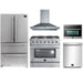 Forno 5-Piece Appliance Package - 36-Inch Gas Range, Refrigerator, Wall Mount Hood, Microwave Oven, & 3-Rack Dishwasher in Stainless Steel