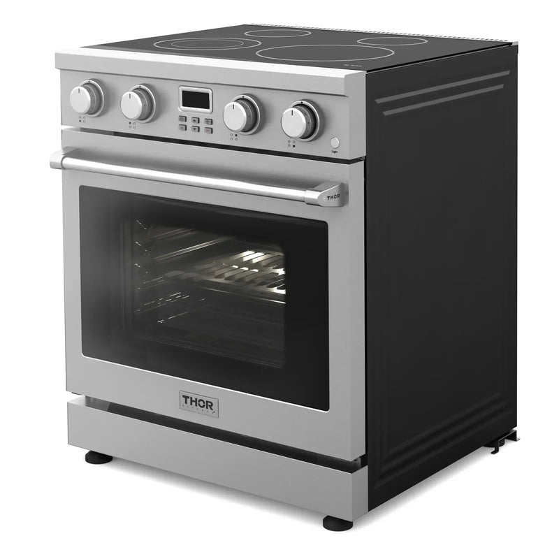Thor Kitchen 2-Piece Appliance Package - 30-Inch Electric Range and Over-the-Range Microwave & Vent Hood in Stainless Steel