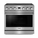 Thor Kitchen 4-Piece Appliance Package - 36-Inch Electric Range, Wall Mount Range Hood, Refrigerator with Water Dispenser, and Dishwasher in Stainless Steel