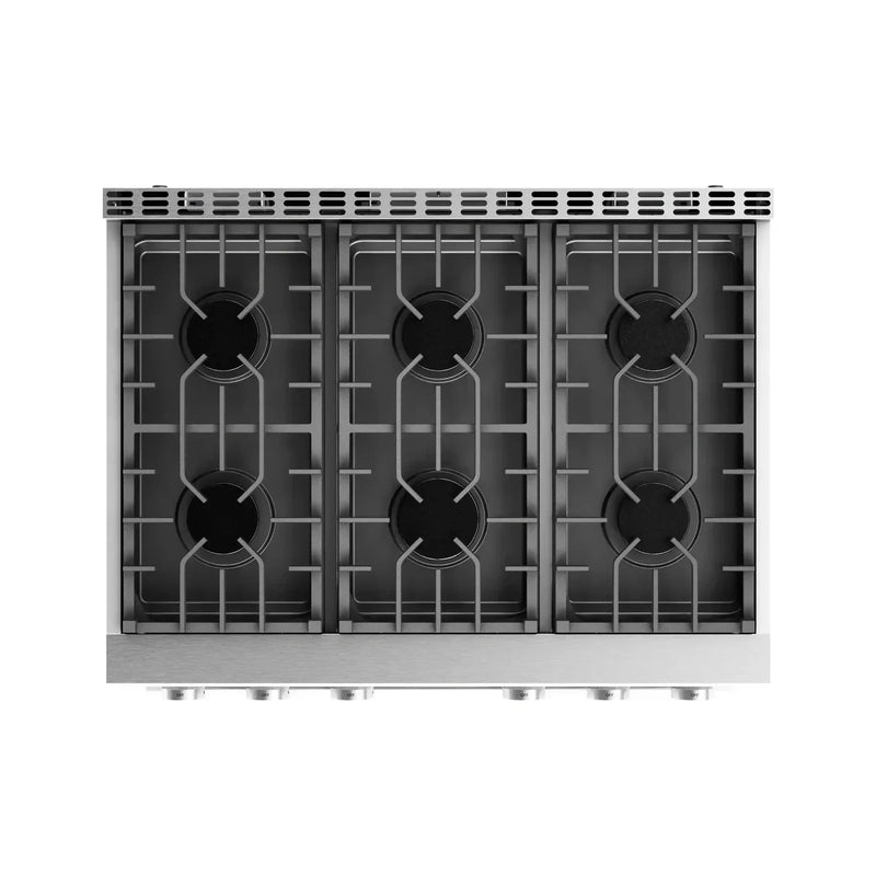 Thor Kitchen 6-Piece Appliance Package - 36-Inch Gas Range, Under Cabinet Range Hood, Refrigerator, Dishwasher, Microwave, and Wine Cooler in Stainless Steel