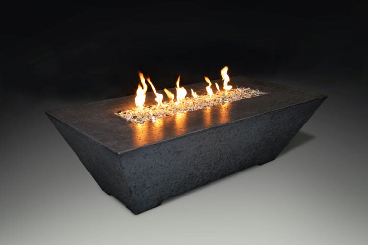 Athena Fireglass Olympus Linear 60x30 Concrete Rectangular Gas Fire Pit Table - ORECFT-603018