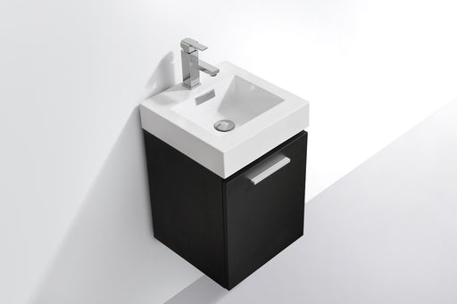 Bliss 16" Black Wall Mount Modern Bathroom Vanity BSL16-BK