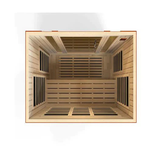 Golden Designs Dynamic Bellagio 3-person Low EMF (Under 8MG) FAR Infrared Sauna (Canadian Hemlock) - DYN-6306-02