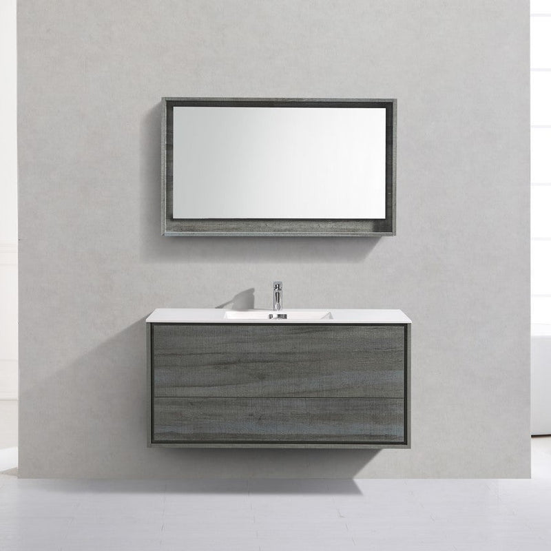 KubeBath De Lusso 48" Single Sink Ocean Gray Wall Mount Modern Bathroom Vanity DL48S-BE