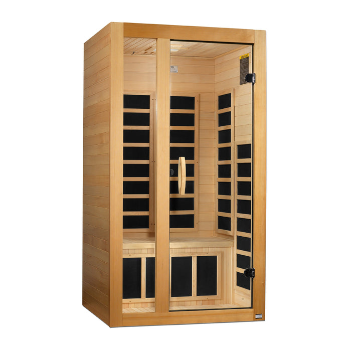 Golden Designs Dynamic "Gracia" 1-2-person Low EMF FAR Infrared Sauna Canadian Hemlock DYN-6119-01