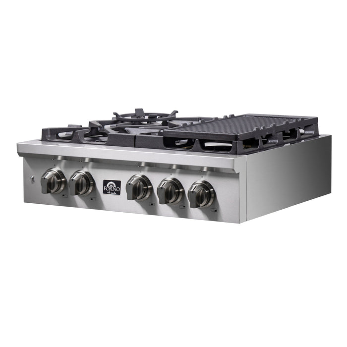 Forno 30″ Gas Rangetop ALTA QUALITA Pro-Style 5 Sealed Brass Burners - FCTGS5751-30