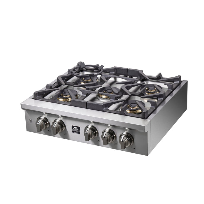 Forno 30″ Gas Rangetop ALTA QUALITA Pro-Style 5 Sealed Brass Burners - FCTGS5751-30