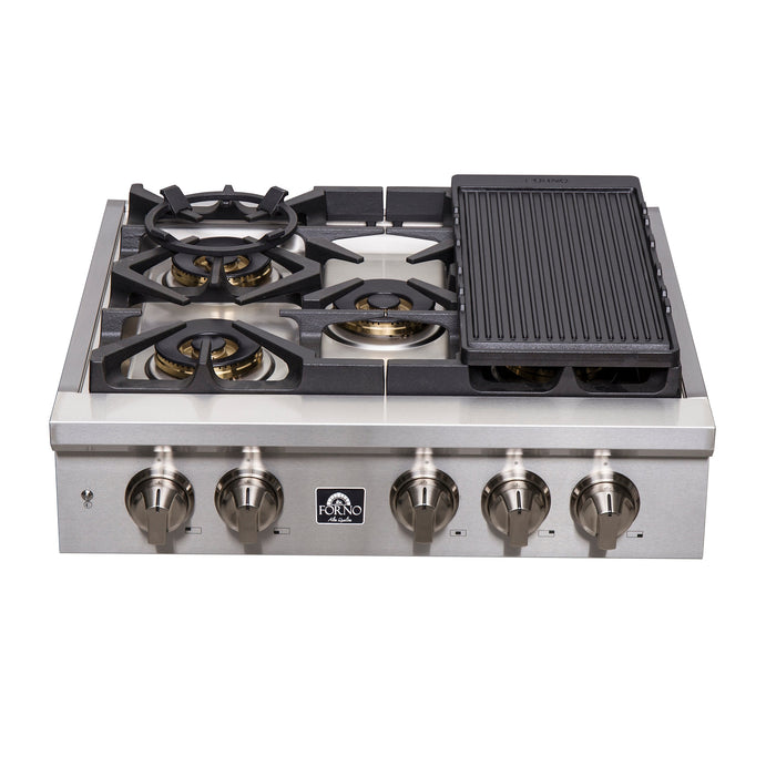 Forno 30″ Gas Rangetop ALTA QUALITA Pro-Style 5 Sealed Brass Burners - FCTGS5751-30