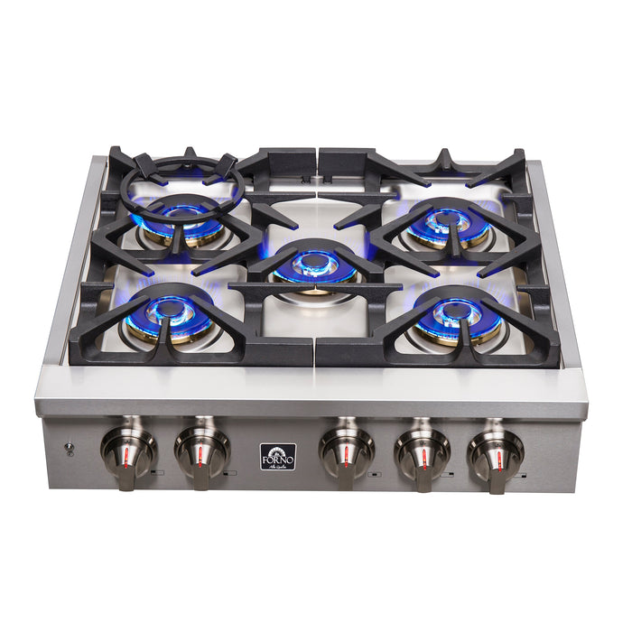 Forno 30″ Gas Rangetop ALTA QUALITA Pro-Style 5 Sealed Brass Burners - FCTGS5751-30