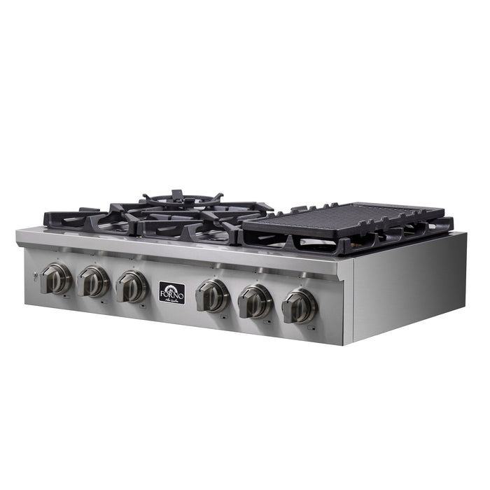 Forno 36″ Gas Rangetop ALTA QUALITA Pro-Style 6 Sealed Brass Burners - FCTGS5751-36