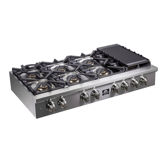 Forno 48″ Gas Rangetop ALTA QUALITA Pro-Style 8 Sealed Brass Burners - FCTGS5751-48