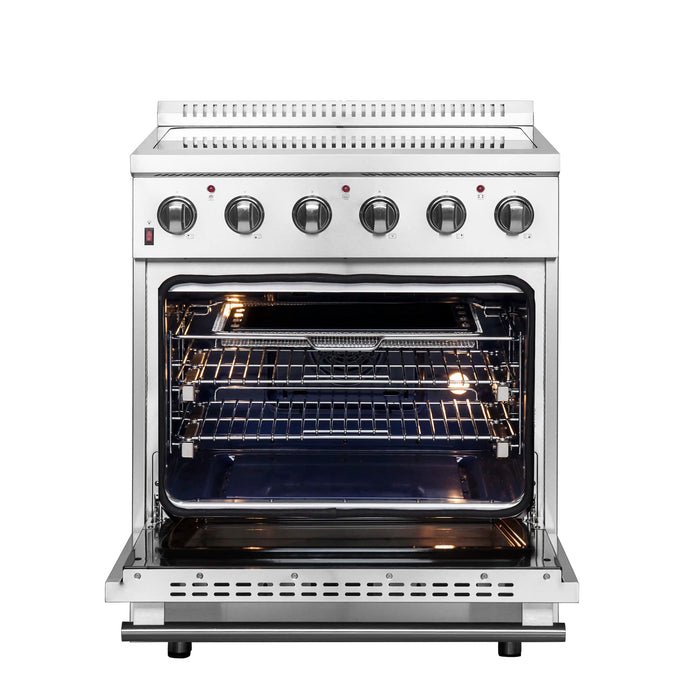 Forno 3-Piece Appliance Package - 30-Inch Electric Range, Pro-Style Refrigerator, and Dishwasher in Stainless Steel