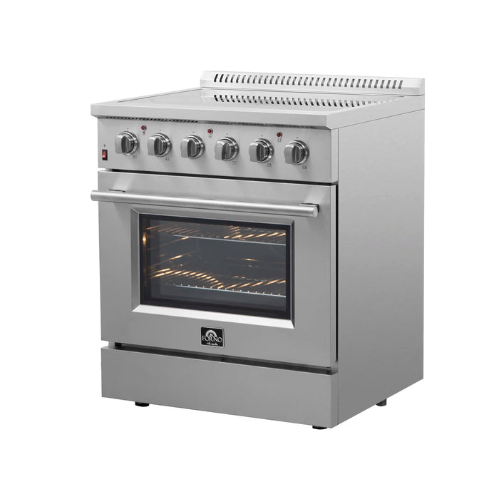 Forno 3-Piece Appliance Package - 30-Inch Electric Range, Pro-Style Refrigerator, and Dishwasher in Stainless Steel