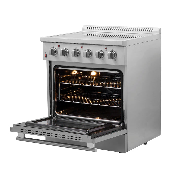 Forno 2-Piece Appliance Package - 30-Inch Electric Range & Pro-Style Refrigerator and Freezer in Stainless Steel