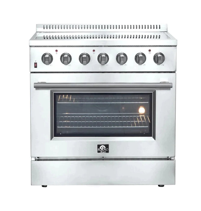 Forno 2-Piece Appliance Package - 36-Inch Electric Range and Wall Mount Range Hood with Backsplash in Stainless Steel