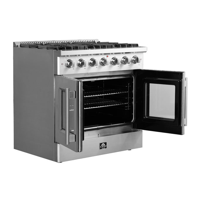 Forno 36″ Vittorio French Door Freestanding Gas Range with 6 Sealed Burners - FFSGS6444-36