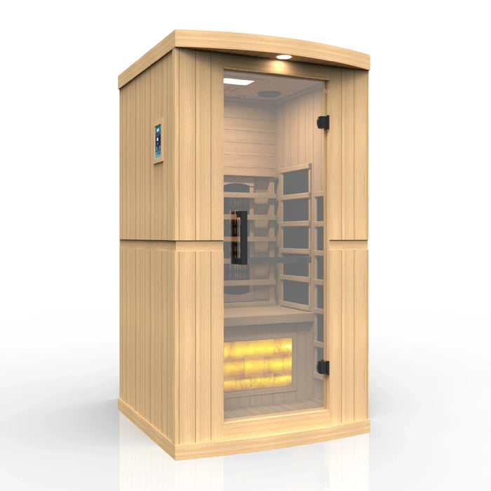 golden-designs-1-2-person-full-spectrum-puretech™-near-zero-emf-far-infrared-sauna-with-himalayan-salt-bar-canadian-hemlock-gdi-8010-02