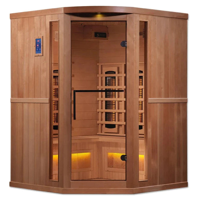 golden-designs-3-person-corner-full-spectrum-puretech™-near-zero-emf-far-infrared-sauna-with-himalayan-salt-bar-canadian-hemlock-gdi-8035-02