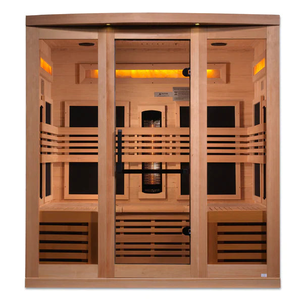 Golden Designs 6-Person Full Spectrum PureTech™ Near Zero EMF FAR Infrared Sauna with Himalayan Salt Bar (Canadian Hemlock) - GDI-8260-01