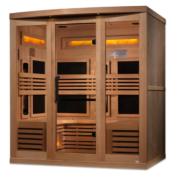 Golden Designs 6-Person Full Spectrum PureTech™ Near Zero EMF FAR Infrared Sauna with Himalayan Salt Bar (Canadian Hemlock) - GDI-8260-01