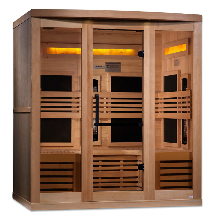 Golden Designs 6-Person Full Spectrum PureTech™ Near Zero EMF FAR Infrared Sauna with Himalayan Salt Bar (Canadian Hemlock) - GDI-8260-01