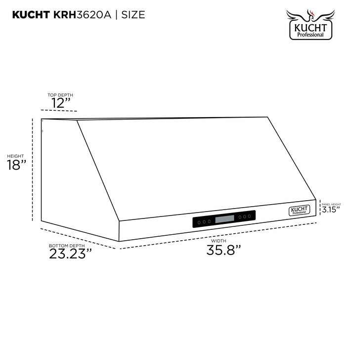 Kucht 5-Piece Appliance Package - 36-Inch Dual Range, Refrigerator, Under Cabinet Hood, Dishwasher, & Microwave Drawer in Stainless Steel