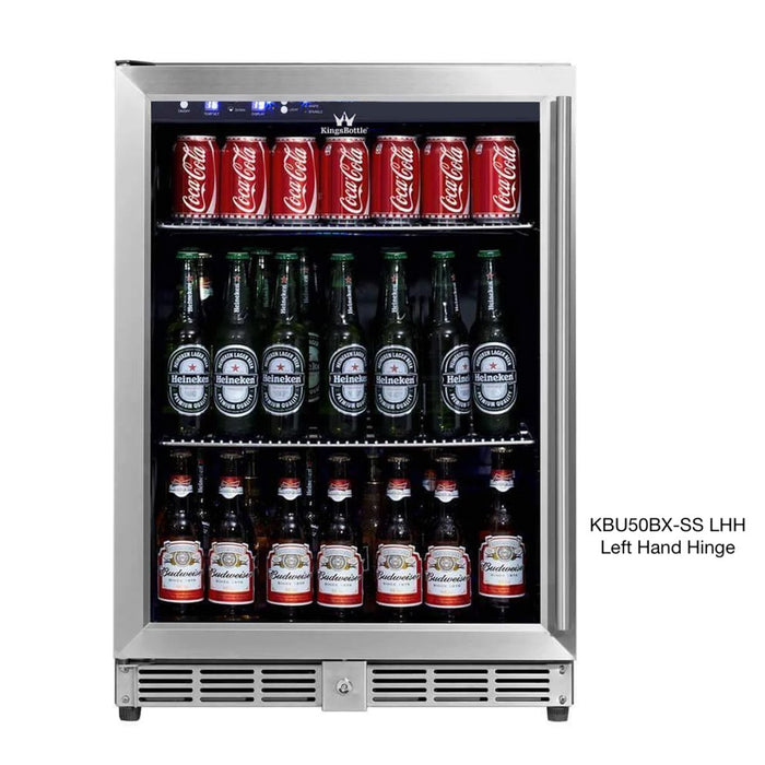 Kings Bottle 24 Inch Under Counter Beer Cooler Fridge Built In KBU50BX-SS, LHH