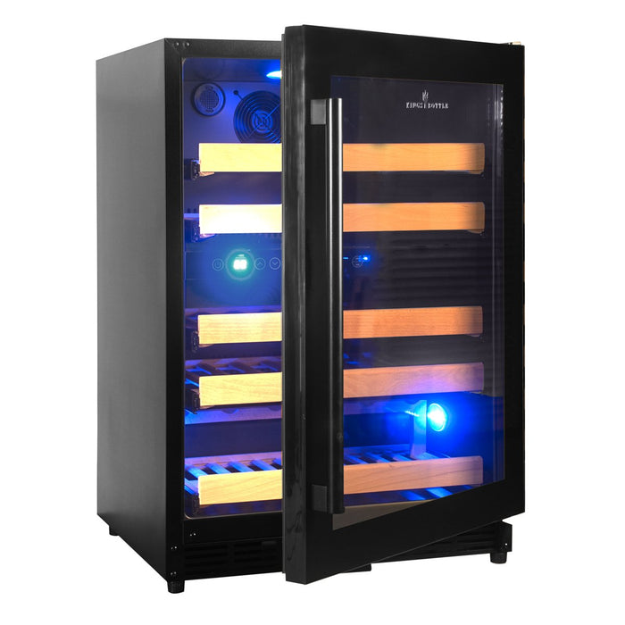 Kings Bottle 44 Bottles 24 Inch Under Counter Dual Zone Wine Cooler Drinks KBU50DX-SS, RHH