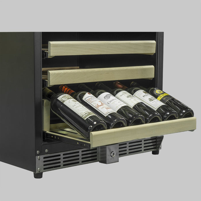 Kings Bottle 46 Bottle 24 Inch Under Counter Wine Fridge Built In KBU50WX-SS, LHH