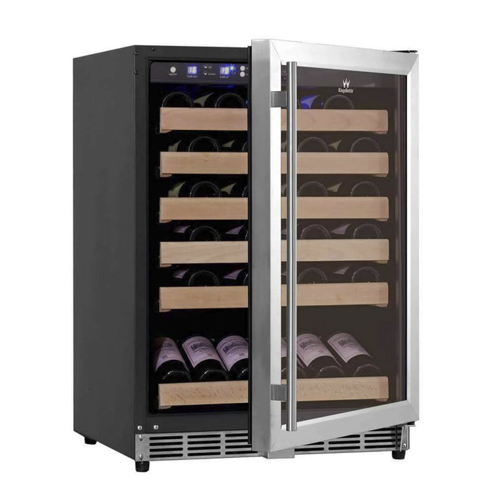 Kings Bottle 46 Bottle 24 Inch Under Counter Wine Fridge Built In KBU50WX-FG, LHH