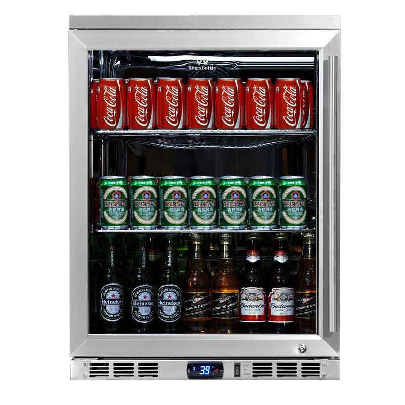 Kings Bottle 24 Inch Under Counter Beer Cooler Drinks Stainless Steel KBU55M, LHH
