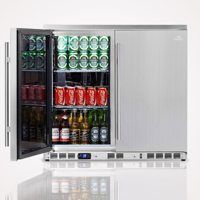 Kings Bottle  36 Inch Outdoor Beverage Refrigerator 2 Door For Home KBU56ASD