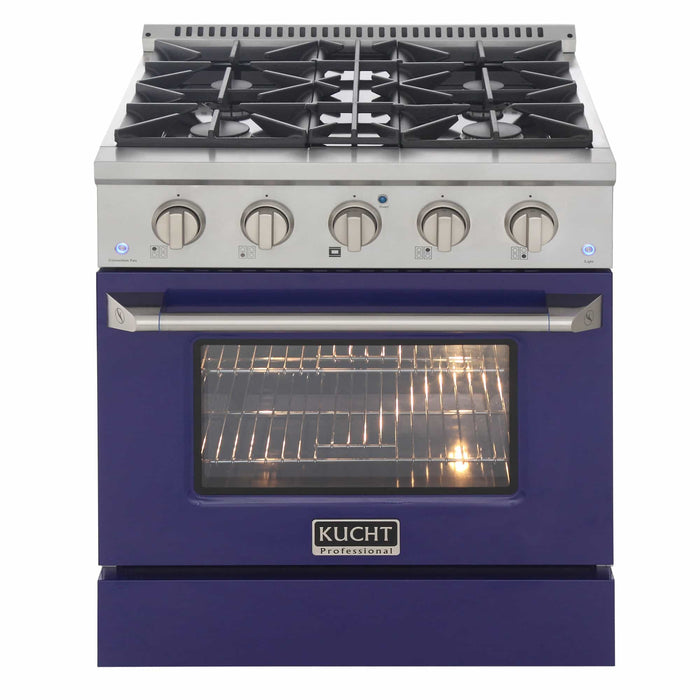 Kucht 30-Inch Pro-Style Dual Fuel Range in Stainless Steel with Blue Oven Door (KDF302-B)