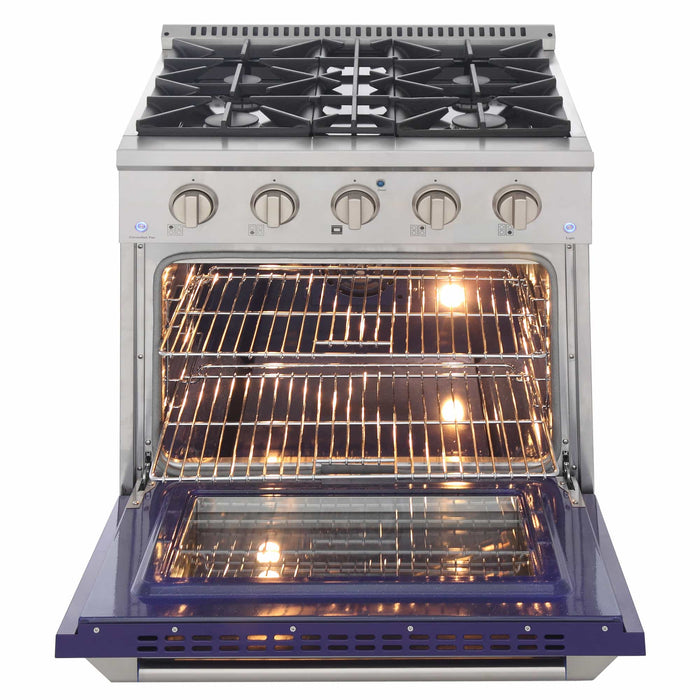 Kucht 30-Inch Pro-Style Dual Fuel Range in Stainless Steel with Blue Oven Door (KDF302-B)