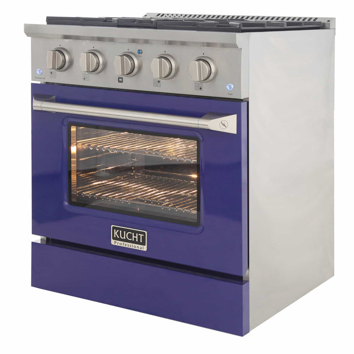 Kucht 30-Inch Pro-Style Dual Fuel Range in Stainless Steel with Blue Oven Door (KDF302-B)